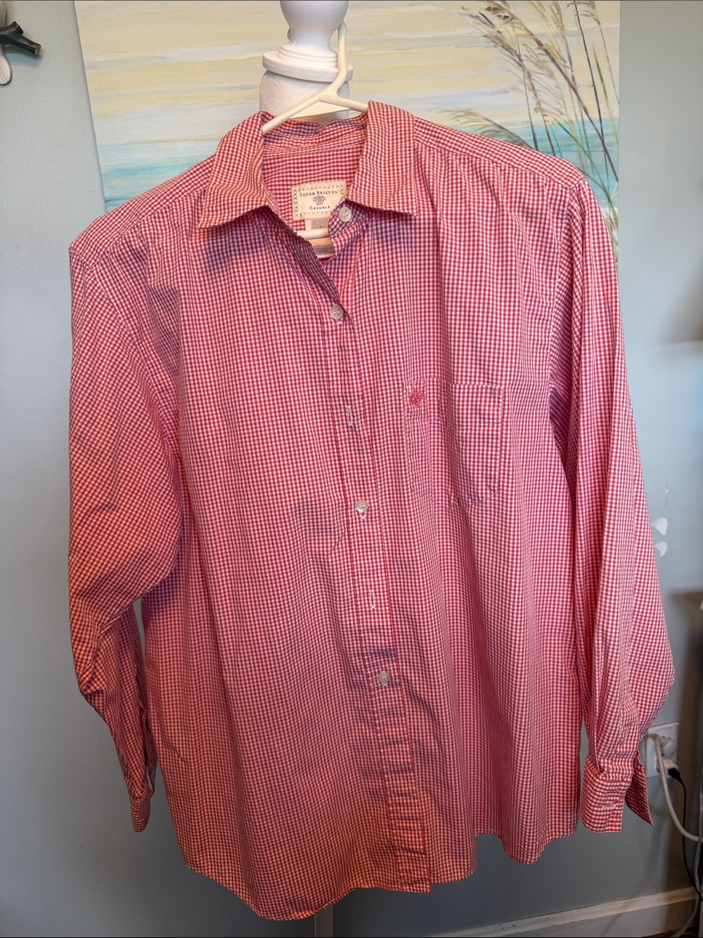 Susan Bristol Red Gingham Button-Down Shirt